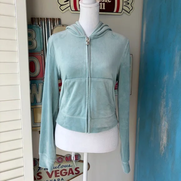 Juicy Couture Pastel Turquoise Velour Track Suit - Picture 3 of 14